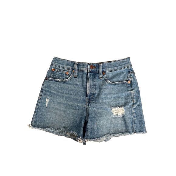 madewell high rise denim shorts cut off jean shorts women’s size 26 distressed - Picture 2 of 11